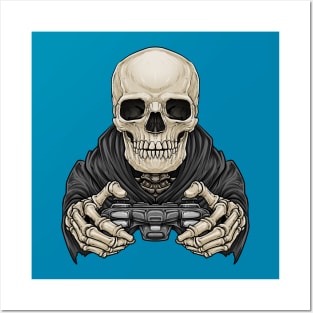 Gamer Skeleton Video Game Lover Illustration Posters and Art